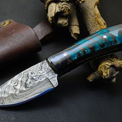 custom handmade damascus steel hunting skinning