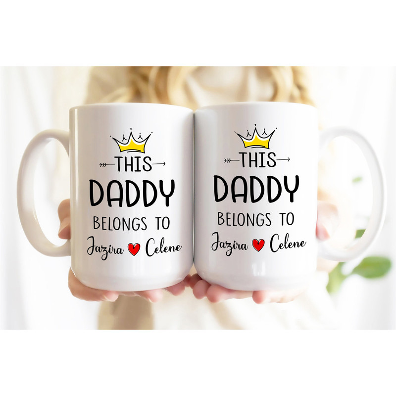 Personalized Kids Names This Daddy Belongs To White Coffee Mug, Dad Gift For Dad Birthday Gift, Dad Mug, Fathers Day Gift From Daughter Son.jpg