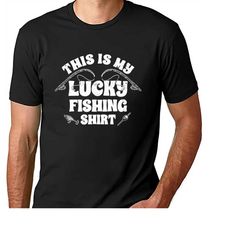 this is my lucky fishing shirt mens short sleeve -boat relaxing drinking friends family happy love gift present