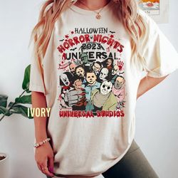horror characters halloween sweatshirt, halloween horror nights universal studios shirt, scary movie tee, universal stud