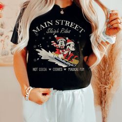 main street sleigh rides xmas shirt, main street mickey minnie, mickey minnie sleigh ride, disney main street, mickey m