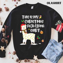 this is my christmas llama pajama pyjama top christmas t-shirt - olashirt