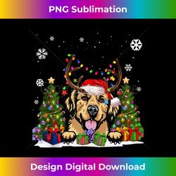 Dog Lovers Golden Retriever Santa Hat Ugly Christmas Sweater Tank - Sleek Sublimation PNG Download - Challenge Creative Boundaries