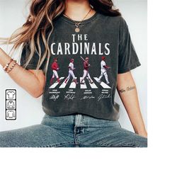 cardinals walking abbey road signatures baseball shirt, adam wainwright, lars nootbaar, arenado, jordan walker, st. loui