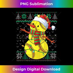 Snowman Softball Funny Christmas Ball Ugly Sweater Pajamas Tank - Vibrant Sublimation Digital Download - Craft with Boldness and Assurance