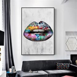 abstract artwork i magine canvas posters and prints pop street art paintings mouth lip picture for modern home living ro