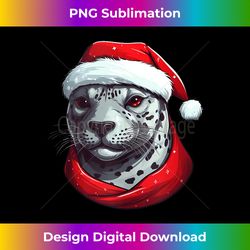 Cute Leopard Seal Wearing Santa Hat Funny Animal Christmas Tank - Timeless PNG Sublimation Download - Rapidly Innovate Your Artistic Vision