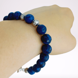 LAPIS LAZULI faceted beads BRACELET closure silver plated Original In gift pouch Made in Italy Gift for her Woman beaded
