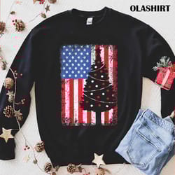 new christmas american flag funny family xmas pajamas gift t-shirt - olashirt