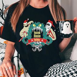 nightmare before christmas jack oogie boogie monster wreath shirt, haunted mansion holiday, disney xmas tee, mickey's ve