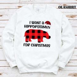New I Want A Hippopotamus For Christmas Hippo Xmas Shirt - Olashirt