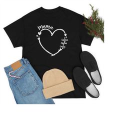 custom mama shirt, personalized mom shirt, shirt with kids names, gift for mom, mom gift from kids, mom heart shirt, mom