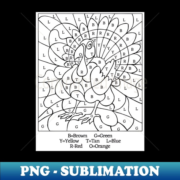 Turkey Color By Number - Trendy Sublimation Digital Download - Inspire ...