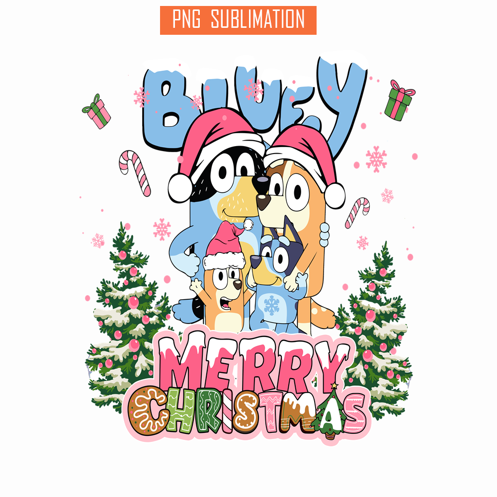 CRM13112302-Bluey Merry Christmas PNG, Family Bluey PNG, Santa Bluey PNG.png