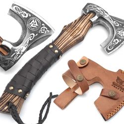 custom viking bearded axe | 20 inch high carbon steel camping & wood cutting axe | solid wood handle axe