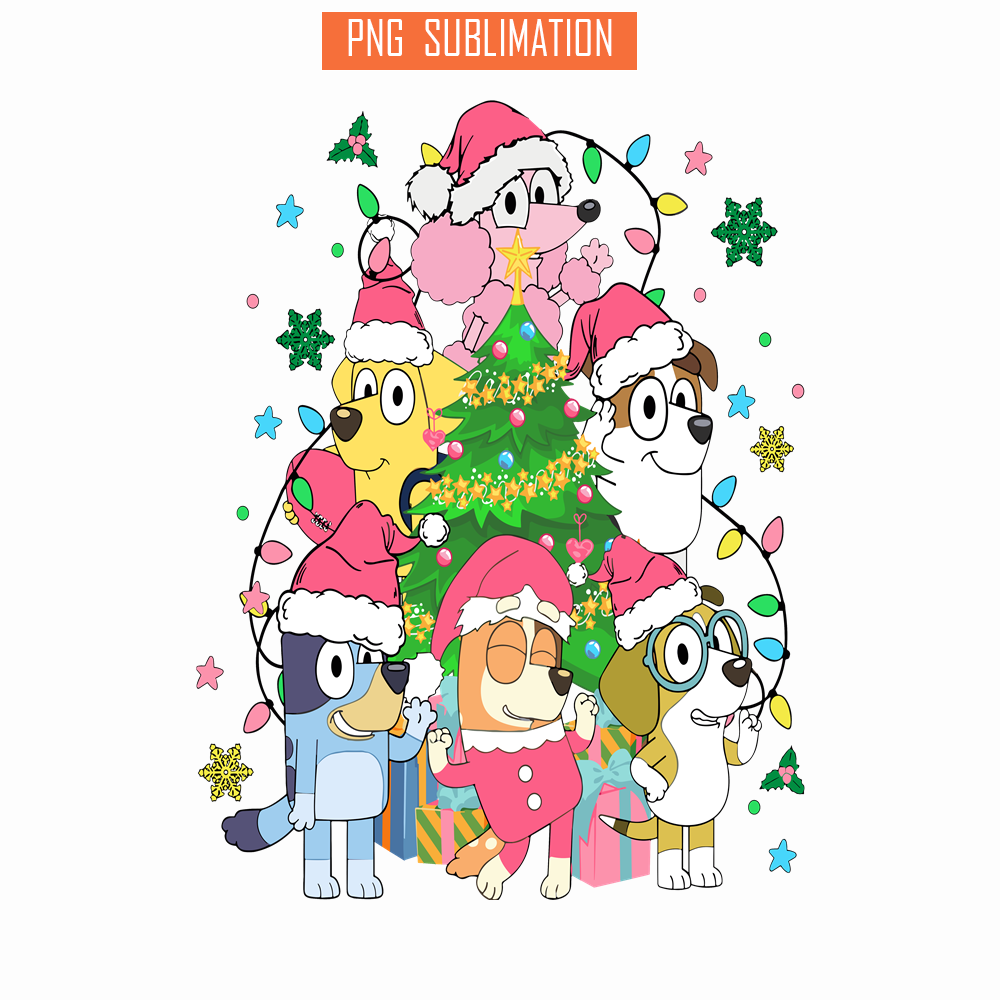CRM13112319-Bluey Christmas Tree PNG, Christmas Day PNG, Bluey And Santa Claus PNG.png