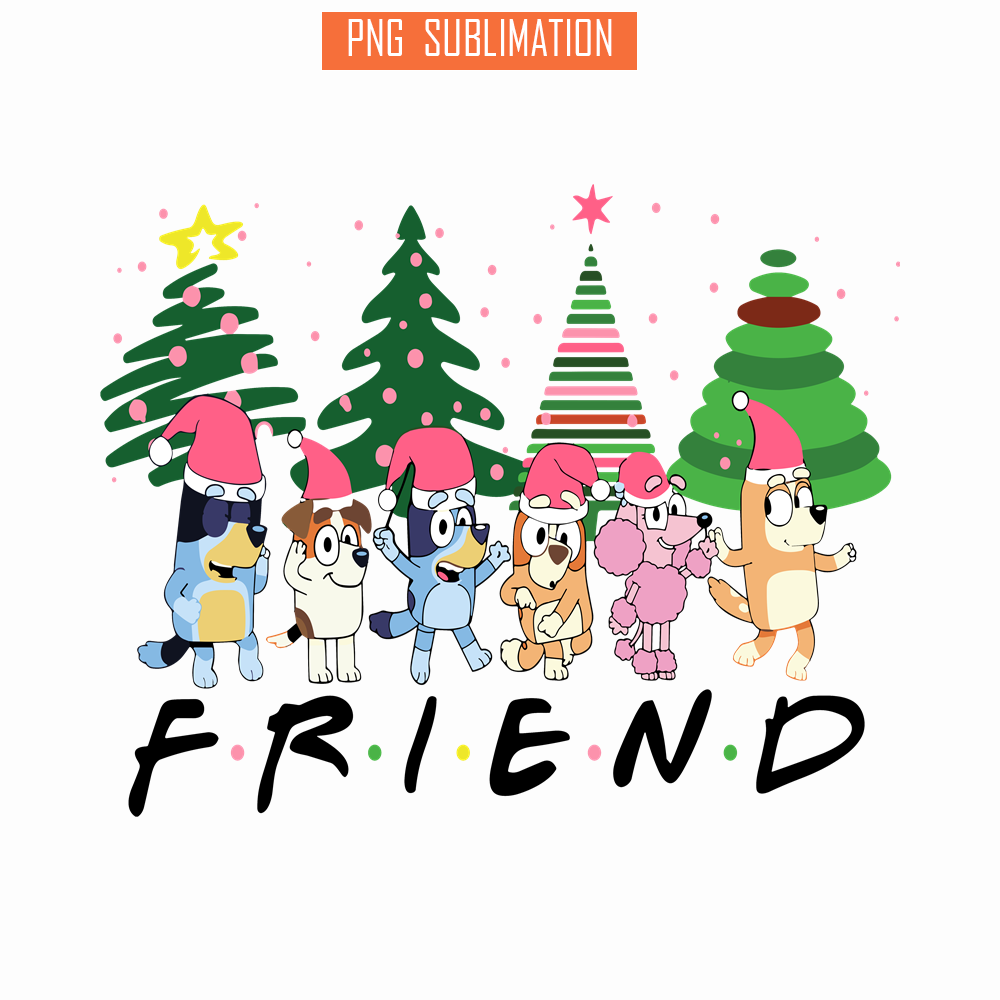 CRM13112321-Bluey With Friends PNG, Christmas Tree PNG, Bluey And Santa PNG.png