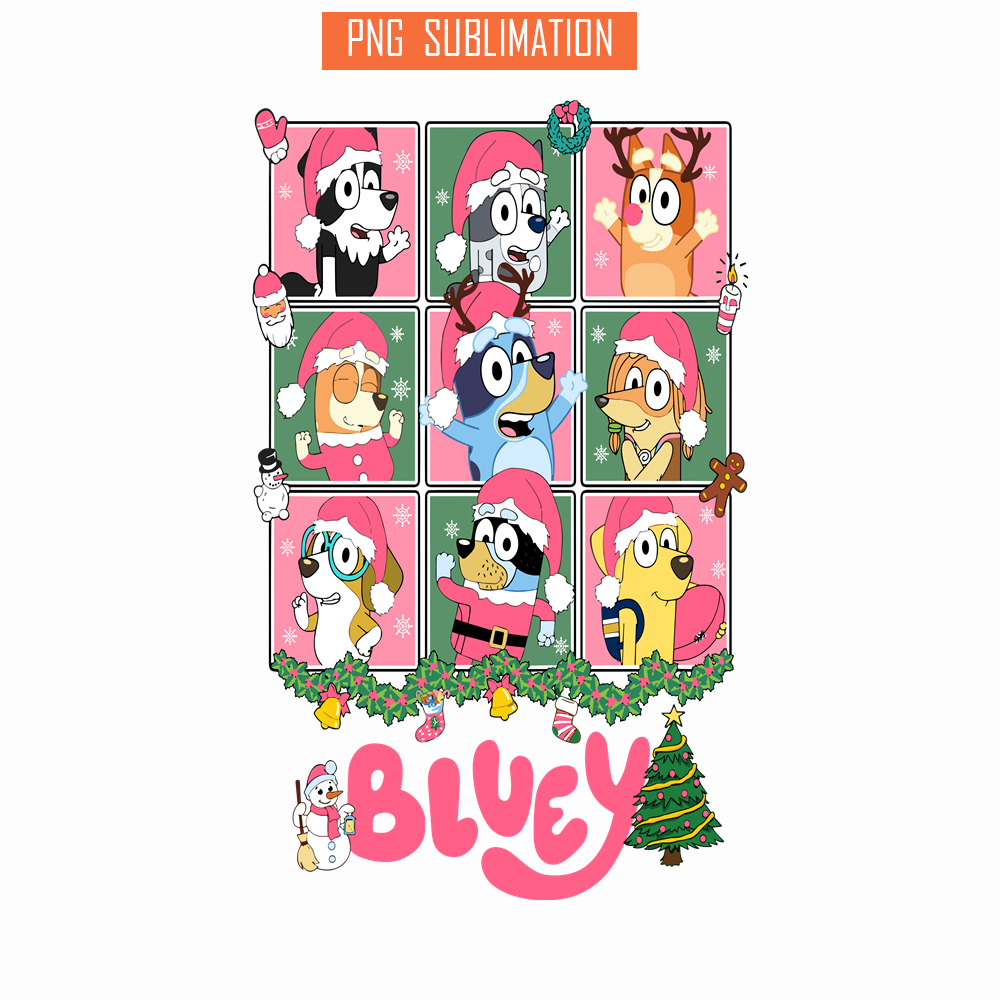 CRM13112322-Bluey Christmas Poster PNG, Christmas Tree PNG, Bluey In Santa Claus PNG.png