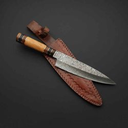13'' santokuu japanese damascus steel custom handmade chef ladderpattern cooking cafe bar knife personalised knife birth