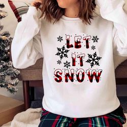 new let it snow shirt, buffalo plaid christmas shirt - olashirt