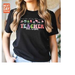 wildflower teacher name shirt, custom teacher tshirt, personalized teacher t shirt, gift for teacher, cute teacher tee,