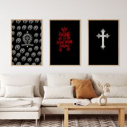 chrome hearts poster, chome hearts set of 3 posters, chrome hearts print, wall decor, streetwear poster, aesthetic poste