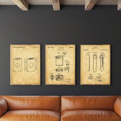 cigar patent art set of 3, cigar cutter patent, cigar lighter poster, cigar box, fathers day gift,