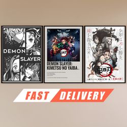 demon slayer posters - anime poster print, anime wall art for room decor wall collage, gallery wall art, ds gifts