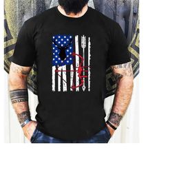hunting shirt with american flag, bow hunting t-shirt, american hunter shirt, hunting gear for men and women, father's d