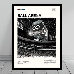 ball arena print colorado avalanche poster black & white nhl arena poster oil painting modern art travel print