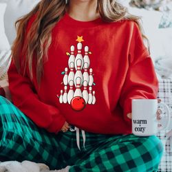bowling christmas tree tshirt, bowling player life shirt, funny sport christmas tee, bowling lover gift, bowler tee iu-9