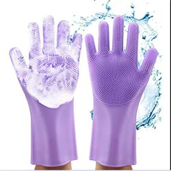 1 Pair Multi Purpose washing gloves pair with scrubbing for dish-fruit-car washing silicon magic