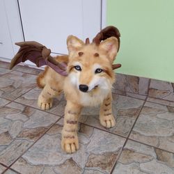 mythical wolf animal with wings and paws custom
