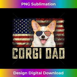 Classic Retro USA Flag Corgi Dad Fathers - Deluxe PNG Sublimation Download - Ideal for Imaginative Endeavors