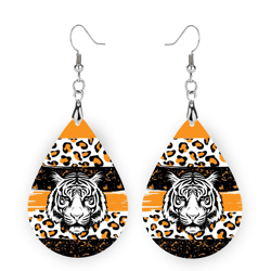 Tiger School Spirit Earrings, mascot, stocking stuffer, personalize, school spirit, football game, orange white black