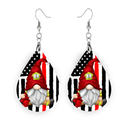 Firefighter Gnome Earrings, Firefighter Gift - Firefighter Earrings- Earrings for Fire Wife, Fire Chief, Fire Station