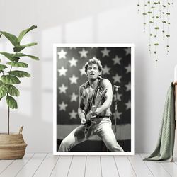Bruce Springsteen Guitarist Singer Music Poster Print Retro Black and White Photography Vintage Celebrity Rock Blues Can
