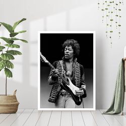 Jimi Hendrix Guitarist Portrait Music Poster Print Retro Black White Photography Vintage Celebrity Rock Blues Jazz Canva