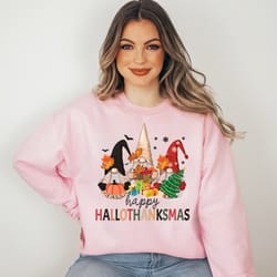 hallothanksmas shirt, thanksgiving sweater, holiday gnome shirt, gnome sweatshirt, christmas tee, happy hallothanksmas,