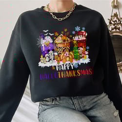happy hallothanksmas shirt, halloween sweater, halloween coffee shirt, disney coffee halloween thanksgiving christmas sh