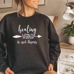 healing is not linear sweatshirt, mental health awareness week sweatshirt, heal sweatshirt, self growth sweatshirt, gift