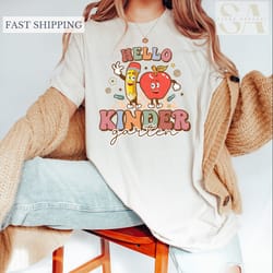 hello kindergarten shirt, back to school shirt, cute leopard smiley shirt, toddler mama shirt, back to school gift shirt