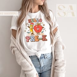 hello pre-k shirt for toddlers, back to school shirt, welcome back to school tee, pre-school shirt gift for teacher, cut