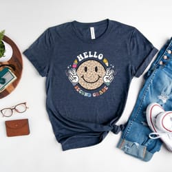hello second grade shirt, back to school shirt, cute leopard smiley shirt, second grade teacher shirt, back to school gi