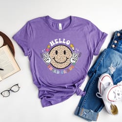 hello third grade shirt, back to school shirt, first day of school shirt, cute smiley shirt for third grade teacher, tea