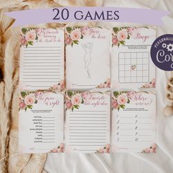 floral bridal shower games bundle, bridal shower games printable, bridal shower party, hen party games,  bride to be