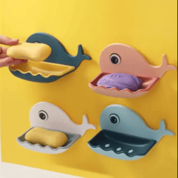 Unique & stylish Whale Shape Soap Box Drain Soap Holder Rack for bathroom & kitchen gadget Self-Adhesive Wall Mounted