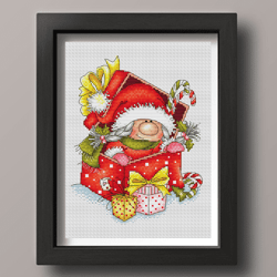 Christmas gnome cross stitch pattern PDF, Girl cross stitch, Winter cross stitch, Holiday gnome, Christmas cross stitch