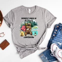 drunkest bunch of assholes this side of the campground, camping shirt, drunkest camp shirt, beer drinking bear shirt