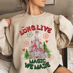 vintage long live all the magic we made christmas sweatshirt, disney castle balloons mickey ears christmas tee, disneywo
